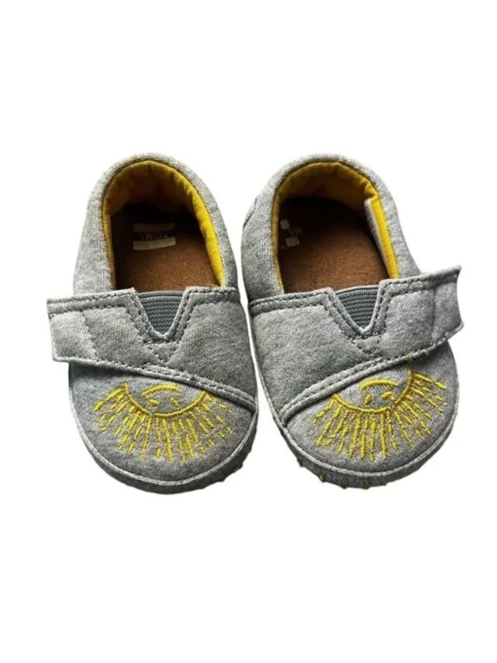 Toms Gray Soft Soled Embroidered Sun Shoes Infant Size 3